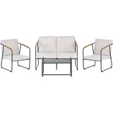 Beliani Gartensofa Set Aluminium Lounge Set 4 Sitzer mit Tisch Hellbeige Industriell Garten Terrasse Balkon