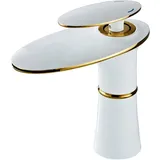 Wasserhahn Bad Wasserfall Waschtischarmatur Moderner Stil Messing Einhebel Mischbatterie Waschbecken Armatur, Badarmatur Waschtischbatterie Badezimmer, Weiß