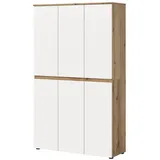 inn.furn Mehrzweck Schuhschrank 105 x 175 x 37 cm Weiß/Eiche