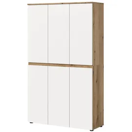 inn.furn Mehrzweck Schuhschrank 105 x 175 x 37 cm Weiß/Eiche
