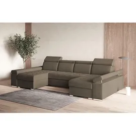 mb-moebel Möblo Wohnlandschaft Braun, Holzwerkstoff, 5-Sitzer, U-Form 330x94x168 cm, Wohnzimmer Sofas - Couches, Wohnlandschaften, Wohnlandschaften in U-Form