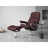Stressless Stressless® Relaxsessel »Consul« Set, Relaxsessel mit Hocker, mit Hocker, mit Cross Base, Größe S, M & L, Holzakzent Wenge rot