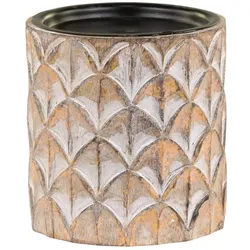 Chic Antique Holz Kerzenständer mit Muster, H10 x Ø9 cm, antique natur