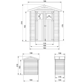 TIMBELA Gartenhaus Holz 1,98 m2 Gartenschuppen ohne Boden