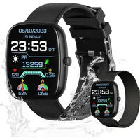 Valdus Smartwatch Damen & Herren 1,83 Zoll mit Telefonfunktion, IP67 wasserdicht, Herzfrequenz & SpO2, Schrittzähler Fitness-Tracker – Schwarz - Schwarz