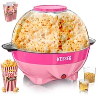 Kesser KESSER® Popcornmaschine: 800W Popcornmaker - 5,5l großer Inhalt, Antihaftbeschichtung, Deckel & Servierschale, für Öl/Butter/Zucker, Stille & Schnelle, abnehmbare Heizfläche, inkl. Popcornbecher