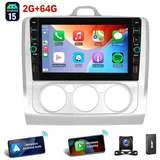 ESSGOO Für Ford Focus II MK2 2004-2011 Android 15 Carplay Autoradio GPS Navi Autoradio (RDS, 4+64GB(optional), Digitalradio (DAB), USB- und Type-C, DAB+ (optional), Apple Carplay Android Auto GPS Navi WIFI BT EQ mit USB- und Type-C) schwarz|silberfarben