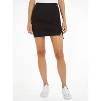 Tommy Jeans Minirock »TJW GATHERING RIB MINI SKIRT«, Webrock mit Flagge Gr. M (38), Black, , 40846414-M