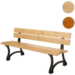 Gartenbank HWC-O20, Sitzbank Parkbank Holzbank 3-Sitzer, Gusseisen Holz Kiefer, 170cm ~ hellbraun