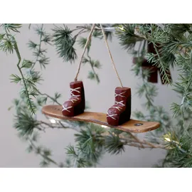 Chic Antique Vintage Snowboard zum Aufhängen, H17,5/L5/B3,5 cm, Rotbraun