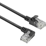 Act Black 2 meters U/UTP CAT6A LSZH Slimline patch cable with RJ45 connectors 90? angled left to straight (DC1902)
