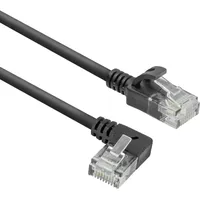 Act Black 2 meters U/UTP CAT6A LSZH Slimline patch cable with RJ45 connectors 90? angled left to straight (DC1902)