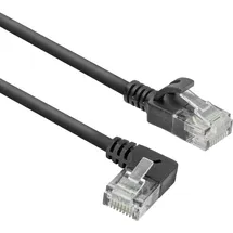 Act Black 2 meters U/UTP CAT6A LSZH Slimline patch cable with RJ45 connectors 90? angled left to straight (DC1902)