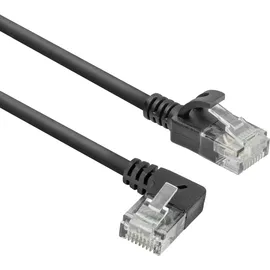Act Black 2 meters U/UTP CAT6A LSZH Slimline patch cable with RJ45 connectors 90? angled left to straight (DC1902)