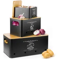 Vorhot Kartoffel Aufbewahrungsbox, 3er Set Zwiebel Kartoffel Knoblauch Aufbewahrung,