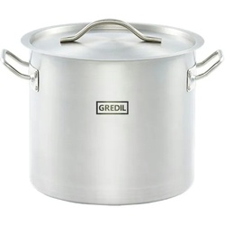 Gredil Edelstahl Suppentopf hohe Form Serie ECO Ø 240 mm, Höhe 200 mm, 9 Liter, inkl. Deckel