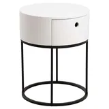 Actona Nachttisch weiß, Polo, mit Schublade Metallsockel