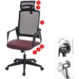 Mendler Bürostuhl HWC-J52, Drehstuhl Schreibtischstuhl, ergonomisch Kopfstütze, Kunstleder ~ bordeaux-rot
