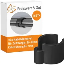 Preiswert & Gut 16x Kabelklemmen – Kabelführung 7 mm für Zeltstangen 22–32 mm