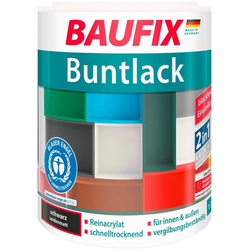Baufix Acryl-Buntlack Buntlack seidenmatt, 1 Liter, schwarz schwarz