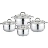 Platinum Kochtopf Topfset mit Glasdeckel Induktion Platinum Edelstahl 8-tlg., PL-10014