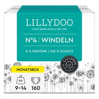 LILLYDOO hautfreundliche Windeln Größe 4 (9-14 kg), Monatsbox (160 Windeln) (FSC-Mix)