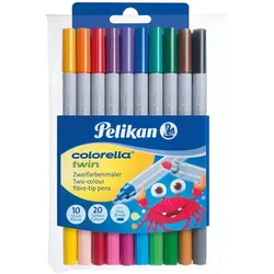 PELIKAN 949511 Pelikan Filzstifte Colorella® Twin, 10 Stifte mit 20 Farben