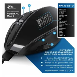 CSL Ergonomische Maus schwarz