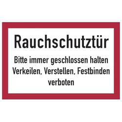 Feuerwehrschild, Rauchschutztür - angelehnt an DIN 4066 - 200x150 mm Folie selbstklebend