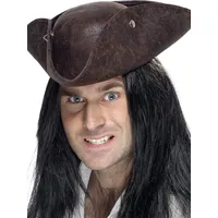 Erwachsene Piraten Hut Lederoptik Dreispitz Braune Herren Damen Verkleidung