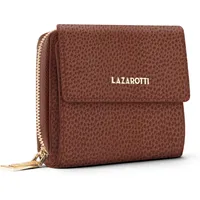 Lazarotti Bologna mittelgroße Leder Geldbörse Damen | mit Druckknopf, Reißverschlussfach, 9 Kartenfächer, RFID-Schutz | 12 x 10 x 4 cm