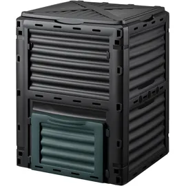 Wiltec Gartenkomposter 300 Liter 61 x 61 x 82 cm, Komposter aus Kunststoff für Bio- und Garten-abfälle, Kompostierer mit Deckel, Schnellkomposter mit Bodenklappe zum Entleeren