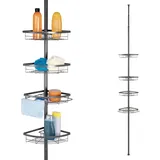 bremermann Teleskop-Eckregal, 4 Körbe, Teleskop-Stange bis max. ca. 290 cm, grau | Gr.: onesize