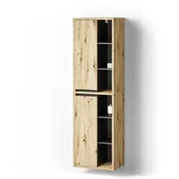 Livinity® Badschrank, Eiche Artisan, Anthrazit, 10 Fächer, 50x170x33 cm,