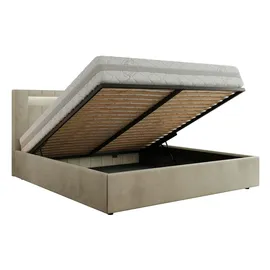 mks möbel Polsterbett mit Bettkasten - beige - Maße (cm): B: 168 H: 103