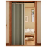 APMOE Türvorhang mit Teleskopstange, Ohne Bohren Türvorhang Kälteschutz, Raumteiler Vorhang Schallschutz Falttüren Innentüren(Grün,Rod 100-120cm/curtain 120x200cm)
