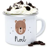 Emaille Tasse Blechtasse - Süßer Bär I Bären I Bärenmotiv I Bear - 300 ml - Weiß Silber - personalisierte tassen geschenke kind personalisierter und bärchen name becher teddy tiere