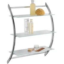 Wenko Wandregal Vermont Chrom mit 3 Glasablagen 57 x 71 x 22 cm Chrom