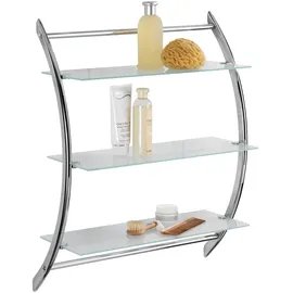 Wenko Wandregal Vermont Chrom mit 3 Glasablagen 57 x 71 x 22 cm Chrom