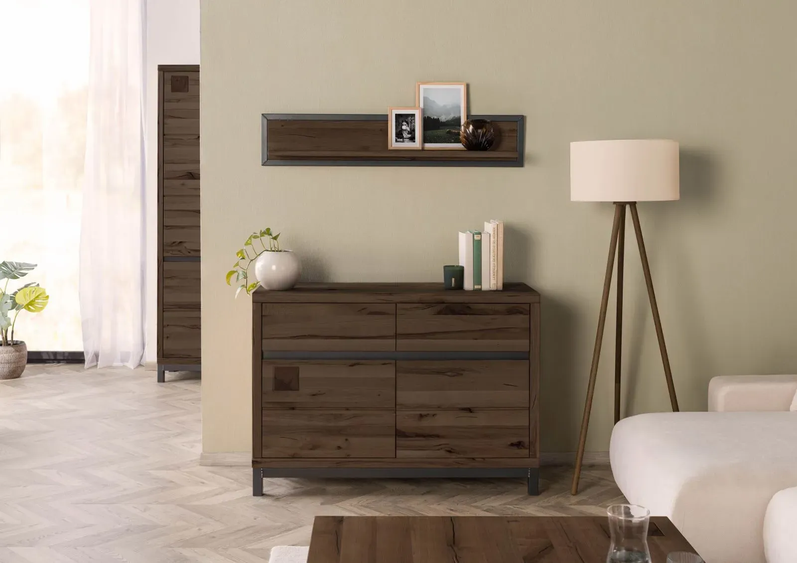 Sideboard Kernbuche 120x45x85 tabacco braun geölt VILLANDERS #211
