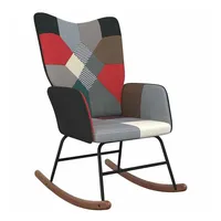 vidaXL Schaukelsessel mit Hocker Patchwork Stoff 75 x 90 x 80 cm Mehrfarbig