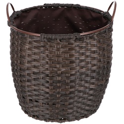 Kaminholzkorb „Rattan“ 33 Liter, Ø 35 cm, braun, Schmutzfang