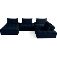 Best Möbel Marisol - wohnlandschaft modular 7-Sitzer - texturierter Samt , Blau - Blau