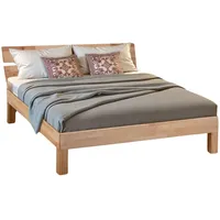 Coemo Massivholzbett natur Holz, 160x200 cm mit Kopfteil, Farbe: