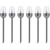 ETC Shop Außenleuchte Solarlampe Steckleuchte, Gartenfackel mit Feuereffekt, Terrassenlampe, integrierter Akku, Metall, schwarz, led, DxH 6x38cm, 6er Set