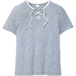 bonprix T-Shirt mit Schnürung aus Bio-Baumwolle, blau, 44/46 (S), 100% Baumwolle