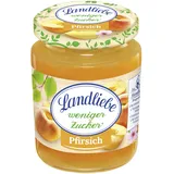 Landliebe Weniger Zucker Pfirsich Fruchtaufstrich, 180 g Glas, fruchtiger Brotaufstrich mit feinen Pfirsichen, 30 % weniger Zucker