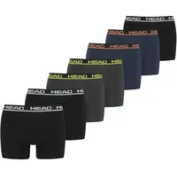 HEAD Herren Boxershorts, 7er Pack - Basic Boxer Trunks ECOM, Cotton Stretch Schwarz/Blau/Gelb/Orange M