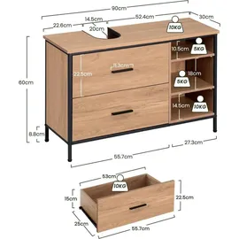 EUGAD Waschbeckenunterschrank 2 Schubladen 30 x 60 cm Beige