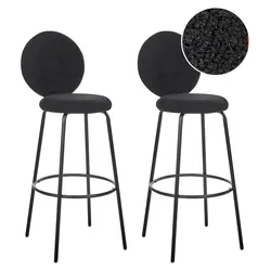 Set mit 2 Barstühlen EMERY Bouclé Schwarz